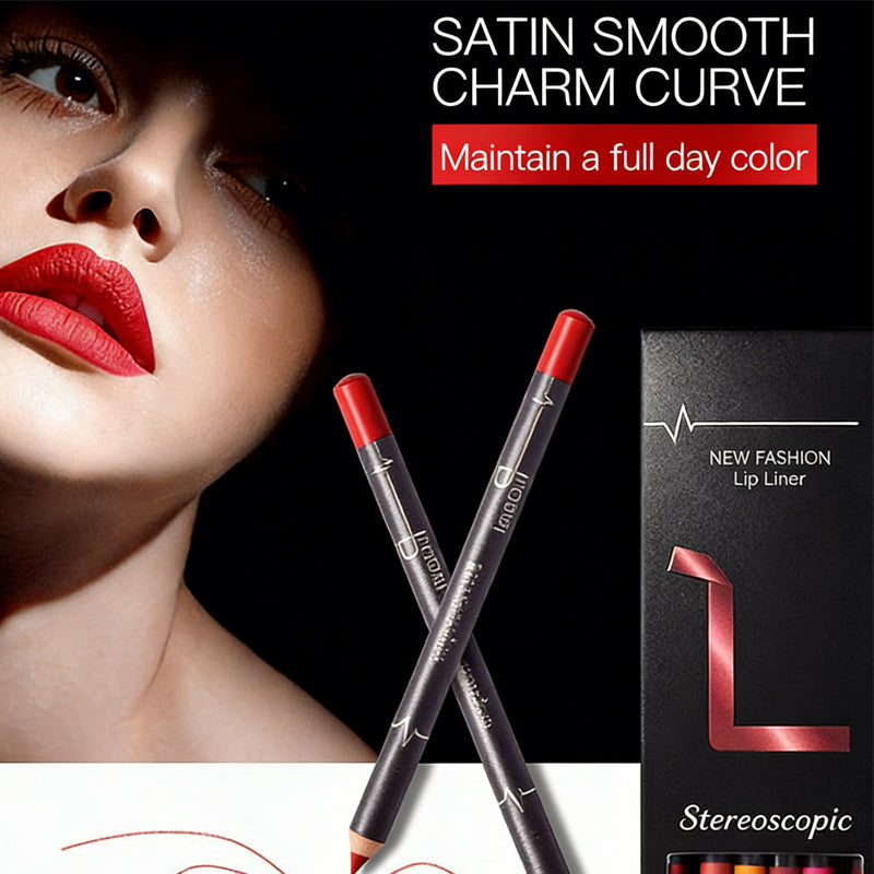 12-Color Lip Liner Pencil Set