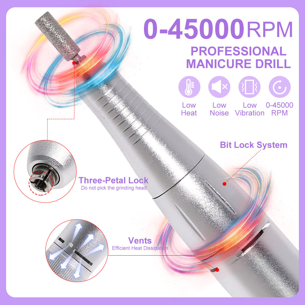 45,000 RPM Portable Nail Drill w/LED Screen Display