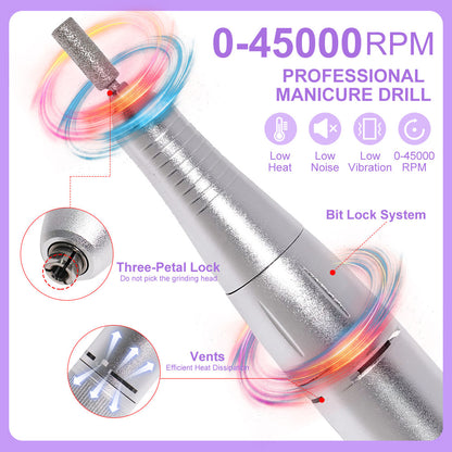 45,000 RPM Portable Nail Drill w/LED Screen Display