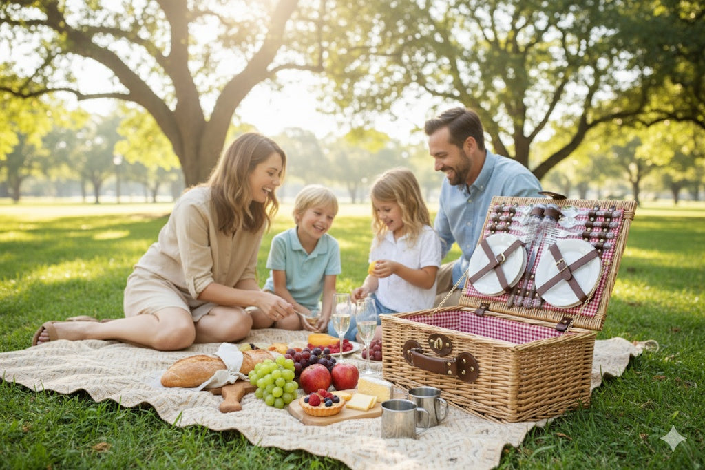 Spacious Wicker Picnic Basket Set
