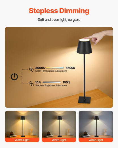 2pk -Cordless Bottle Table Lamp, Detachable Lampshade