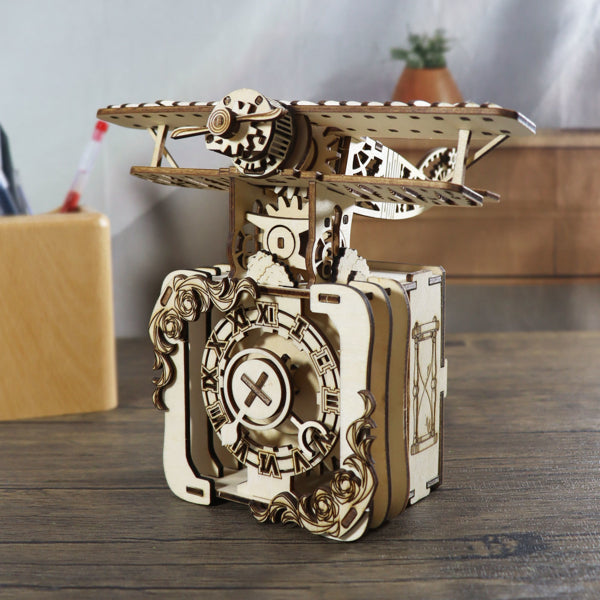 3D Wooden Puzzle 95pc Punk Airplane Music Box