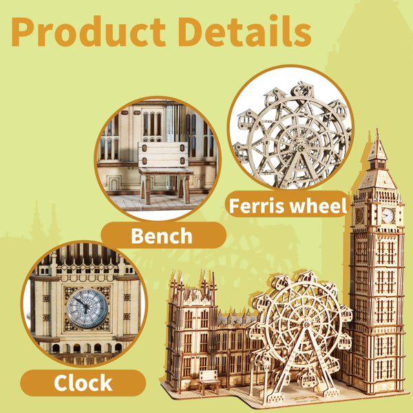 3D Wooden Puzzle - DIY Big Ben Clock