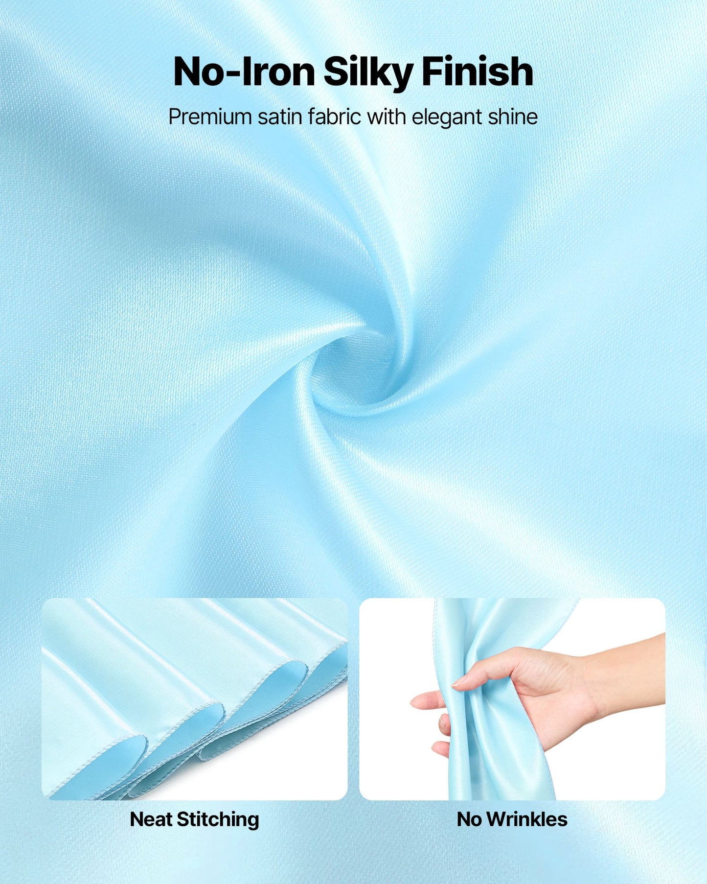 Satin Chair Sashes Bows, 100PCS - Light Blue
