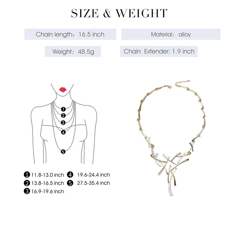 Abstract Metallic Cross Earring & Necklace Set