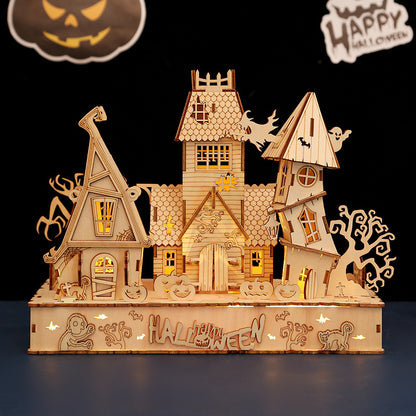 DIY Wooden 3D Whimsical Halloween House Puzzle Model