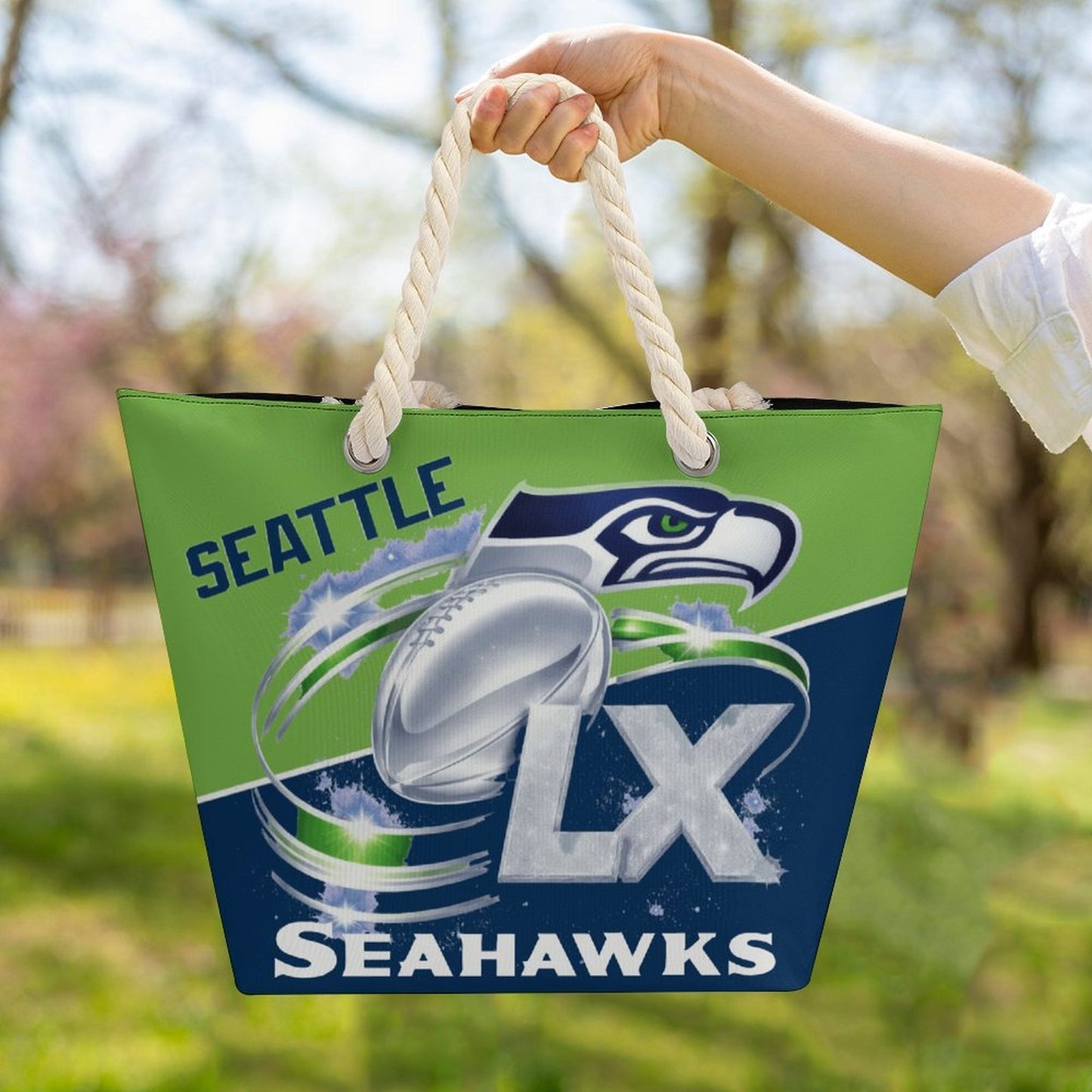 Superbowl LX - Seahawks Hemp Rope Tote Bag