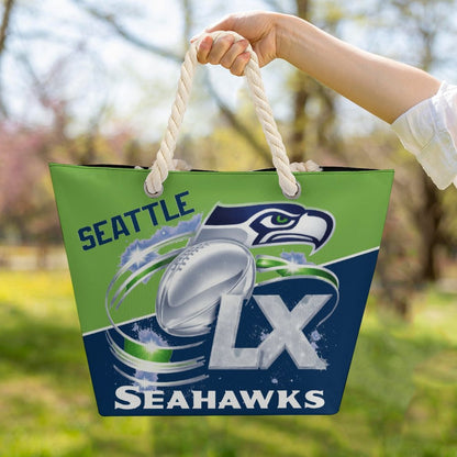 Superbowl LX - Seahawks Hemp Rope Tote Bag