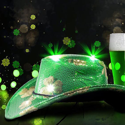 Carnival Green Sparkle Cowgirl Fashion Hat w/Lights