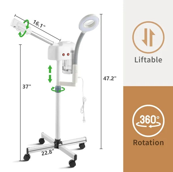 2 In 1 Facial Steamer W/3X Magnifying Lamp