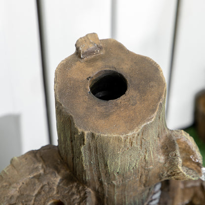 Birdhouse 3-Tier Lighted Log Garden Fountain