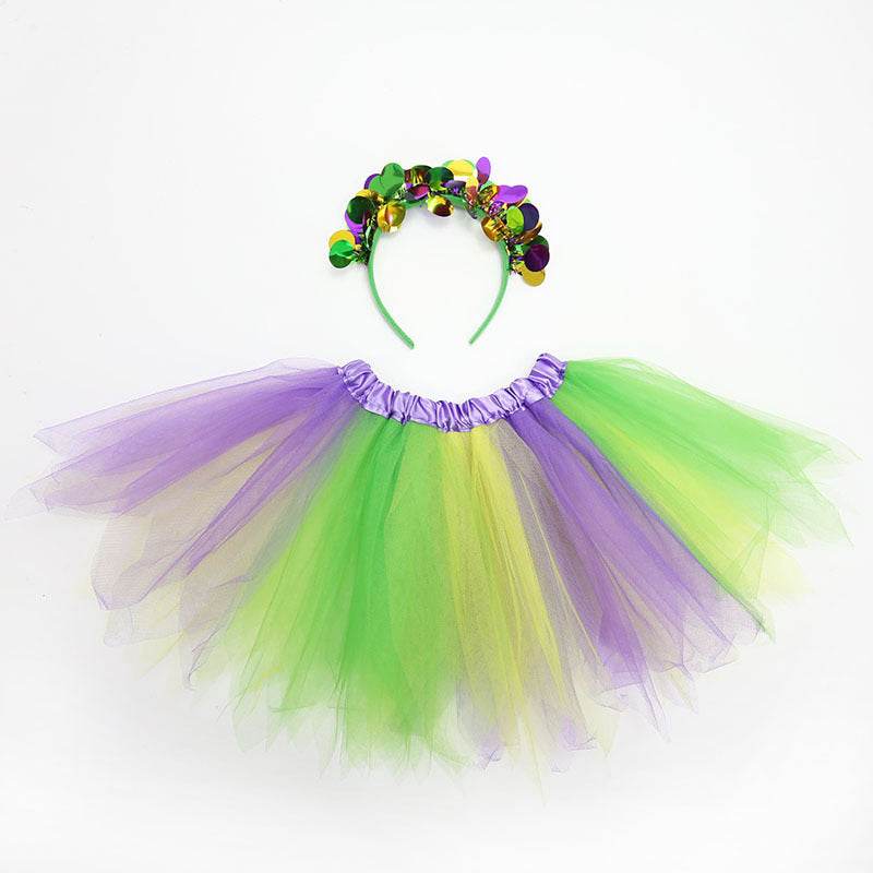 Carnival Party Costume Mesh Skirt, Necklace & Headand Set - Shop Jobie