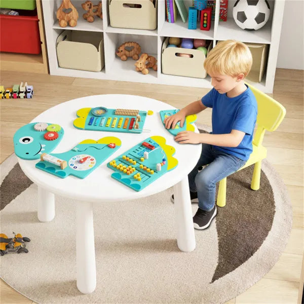 11-in-1 Wooden Dinosaur Activity Sensory Panel - Green
