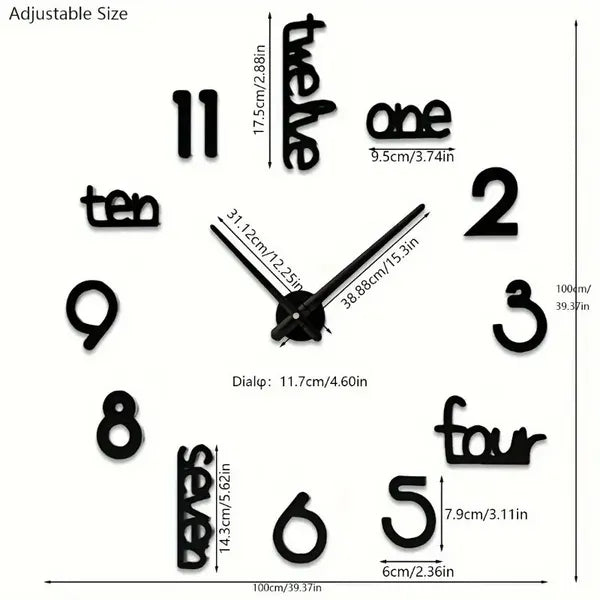 Big Scale Frameless Modern Wall Clock