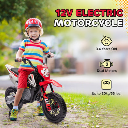 12V Kids Electric Motorcycle w/Rear Suspension & Music, Red