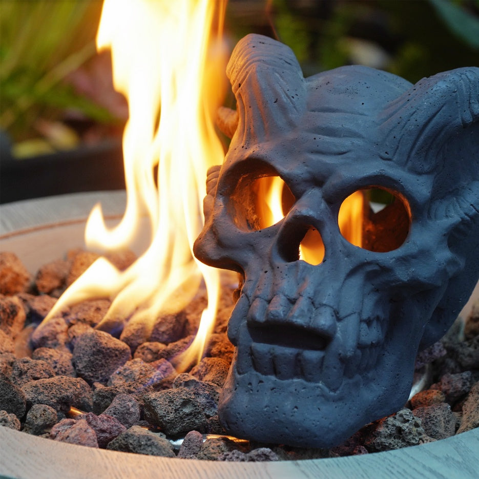 Fireproof Horned Skull Gas Log