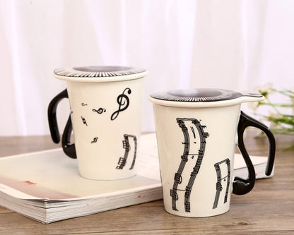 Ceramic Music Note Mug w/Lid