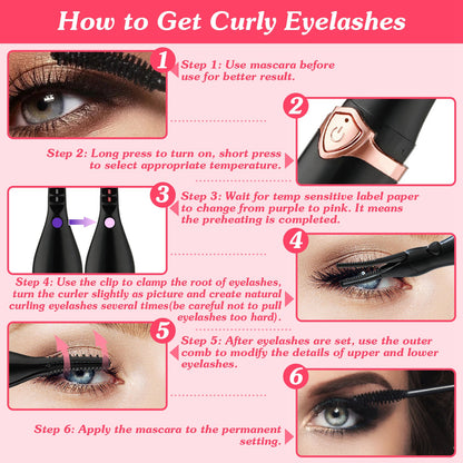 2 In 1 Clip Comb Heated Electric Mini Eyelash Curler
