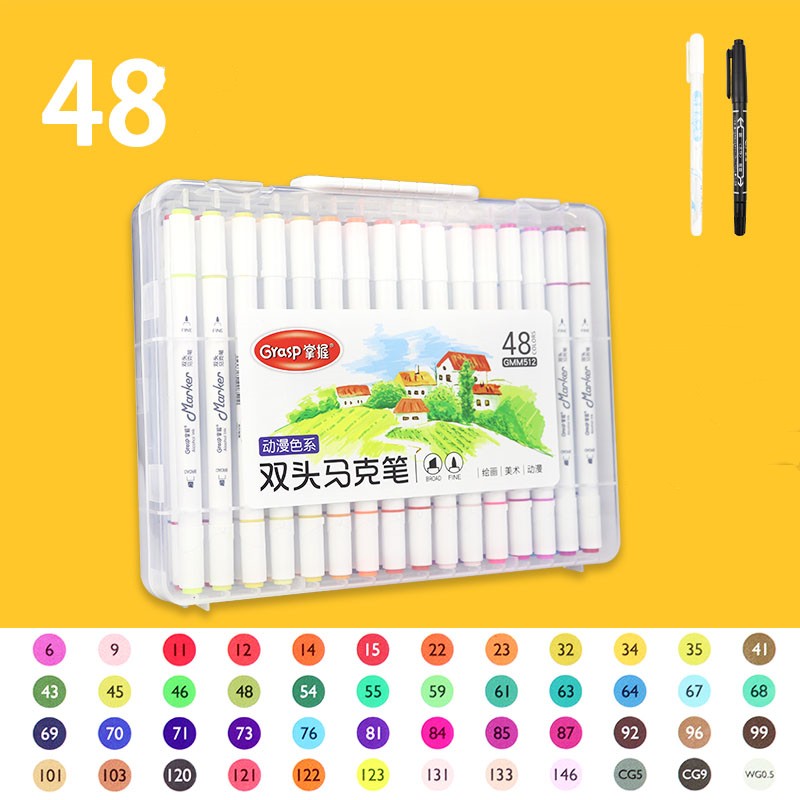 48-Color Master Double-Headed Marker Art Brush Set