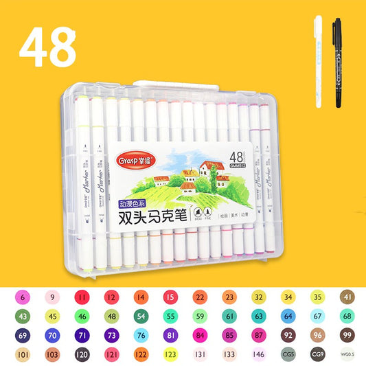 48-Color Master Double-Headed Marker Art Brush Set