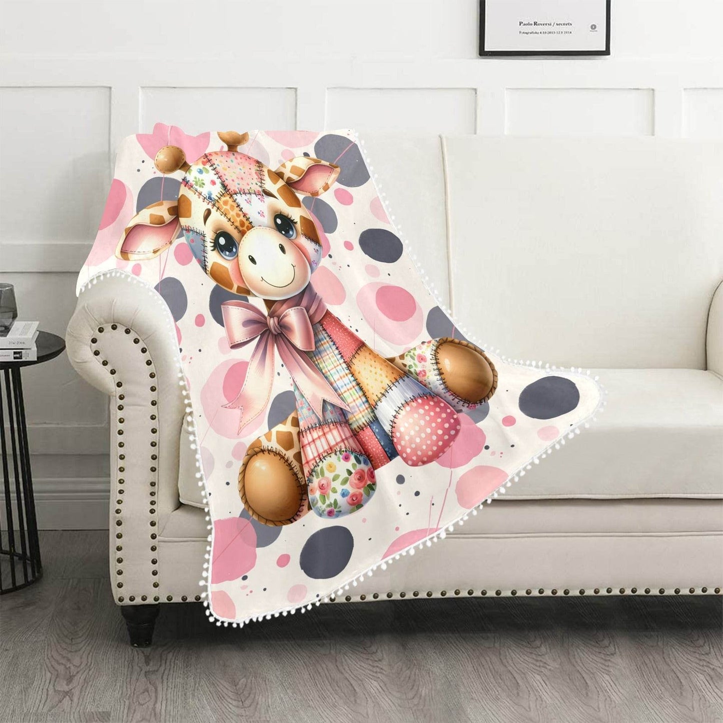 Baby Giraffe Pom Pom Fringe Blanket - Shop Jobie