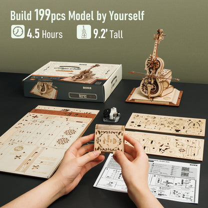 3D Wooden Puzzle STEM Kits - Magic Cello Mechanical Music Box