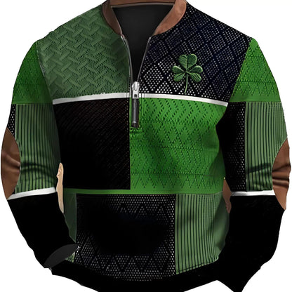 Four-Leaf Clover Patchwork 1/4 Zip Pullover