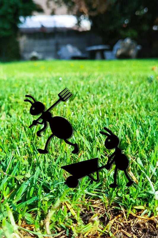 Silhouette -  Iron Ant & Pitchfork Garden Stake