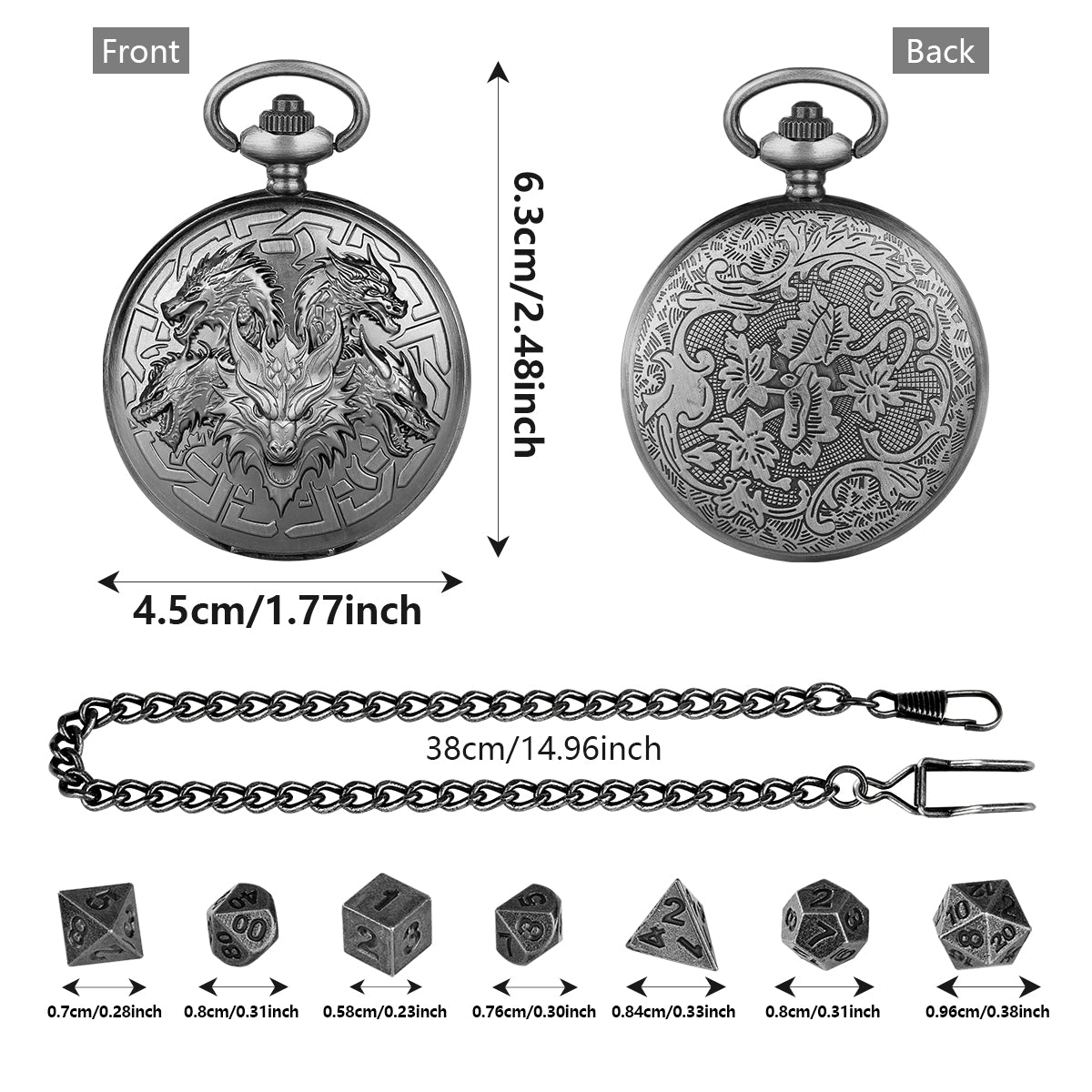 Pocket Watch Shaped Tabletop DND Game Dice Set