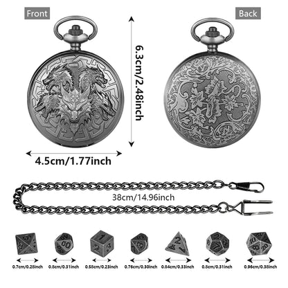 Pocket Watch Shaped Tabletop DND Game Dice Set