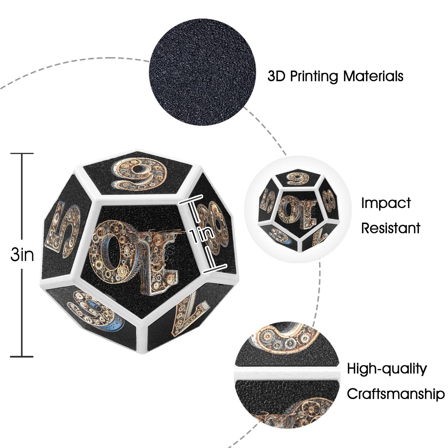 Personalize...   3D Printed 12-Sided Gaming Dice