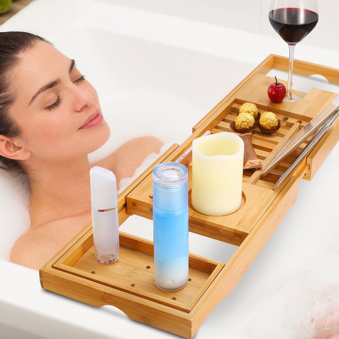 Bamboo Bathtub Spa Caddy Tray For ME TIME!