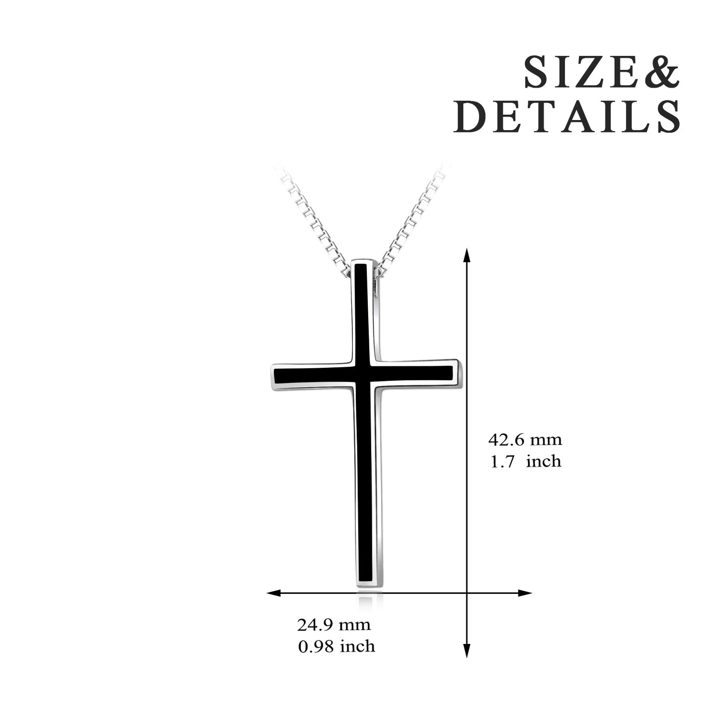 925 Sterling Silver Black Cross