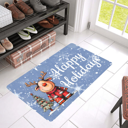 Reindeer Happy Holidays Door Mat