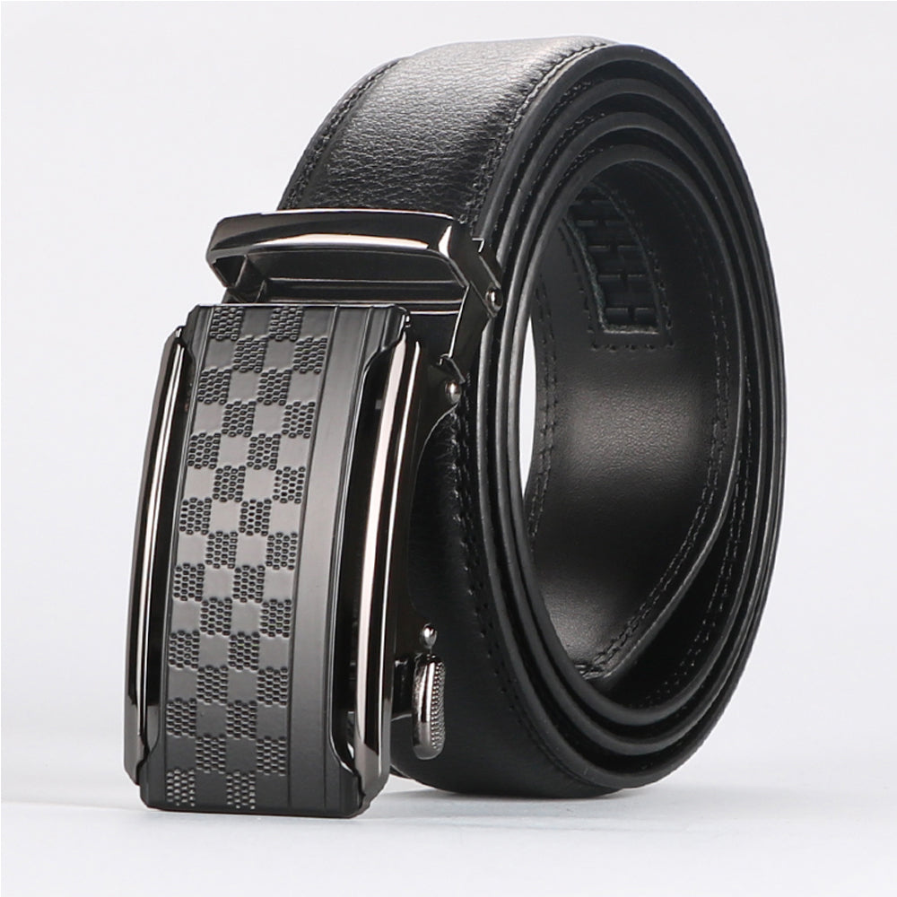 Versatile Men's Ratchet Leather Belt - small checker pattern