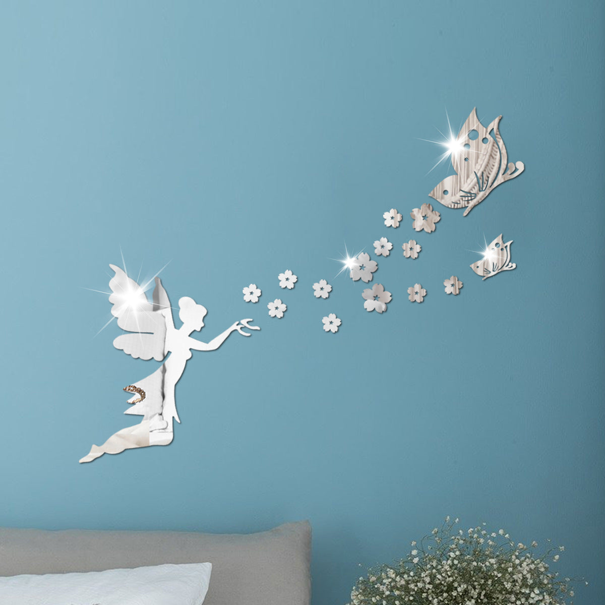 DIY Flying Fairy Mirror Wall Stickers