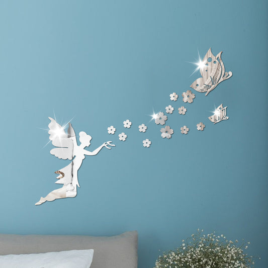 DIY Flying Fairy Mirror Wall Stickers