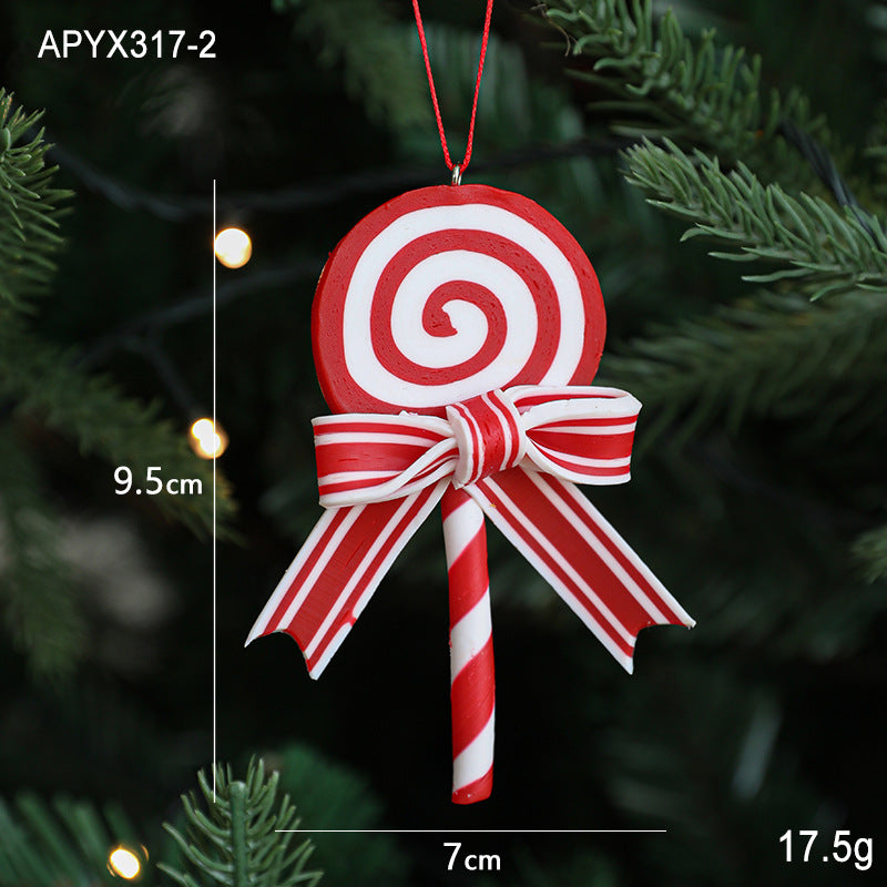 Red, White & Green Soft Ceramic Candy Ornaments Min - 2