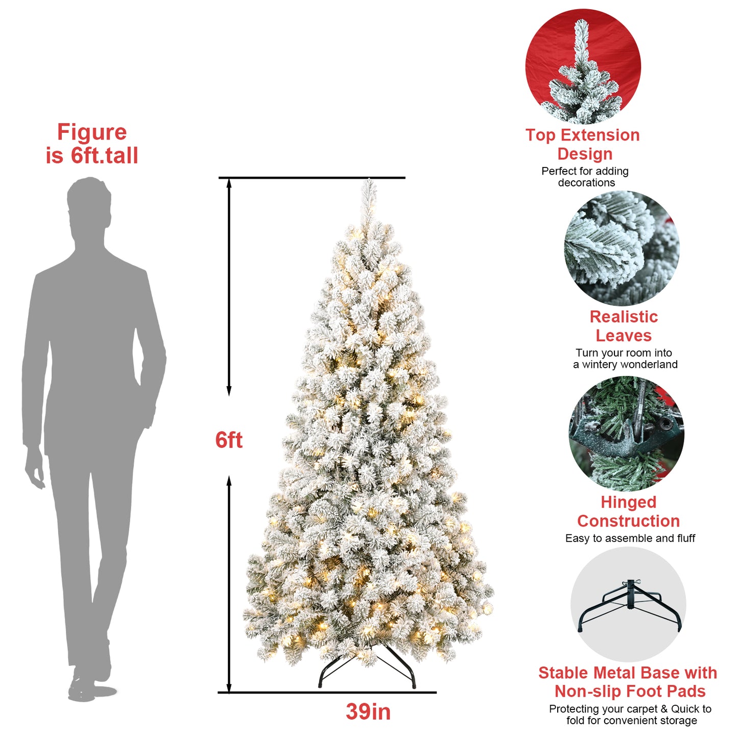 6FT Memory Wire Christmas tree (With Light)