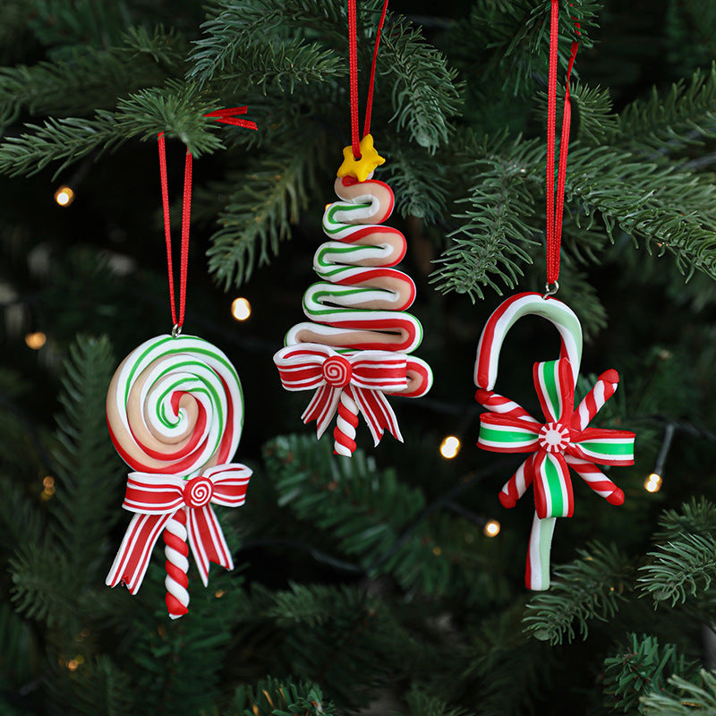 Red, White & Green Soft Ceramic Candy Ornaments Min - 2