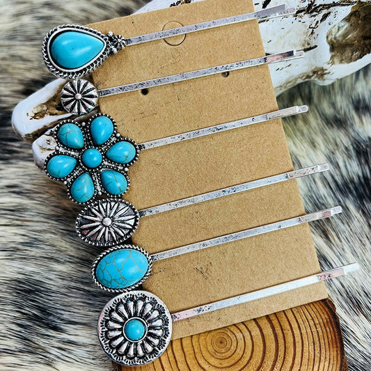 Vintage Turquoise Hair Clips