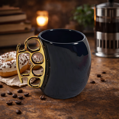 Novelty Ceramic Mug - Brass Knuckle Handle