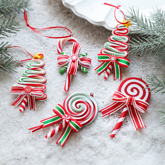 Red, White & Green Soft Ceramic Candy Ornaments Min - 2