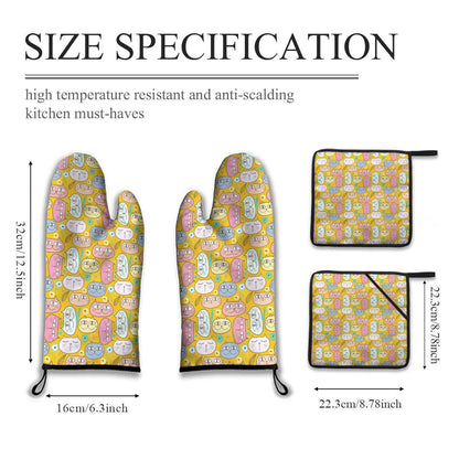 4 Piece Cat Design Potholder Set - Shop Jobie