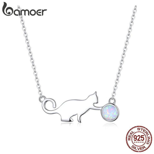925 Sterling Silver Cat Playing Ball - Shop Jobie
