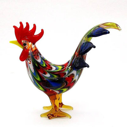 Folk Art Rooster Figurine- Murano-Style Glass - Shop Jobie