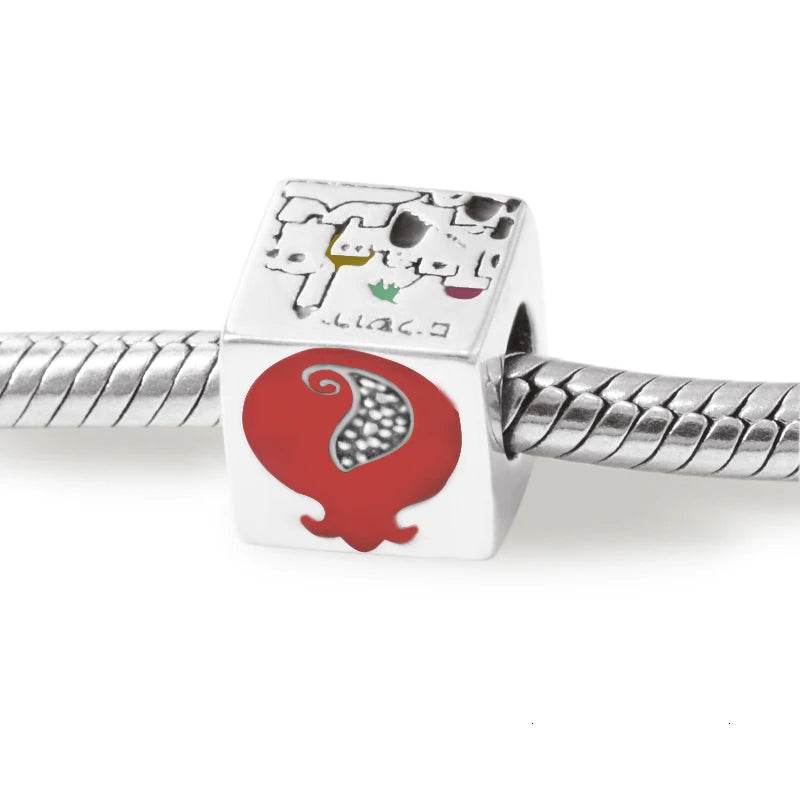 925S Jewish Scroll Bead With Cubic Zirconia Charm - Shop Jobie