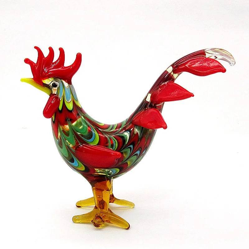 Folk Art Rooster Figurine- Murano-Style Glass - Shop Jobie