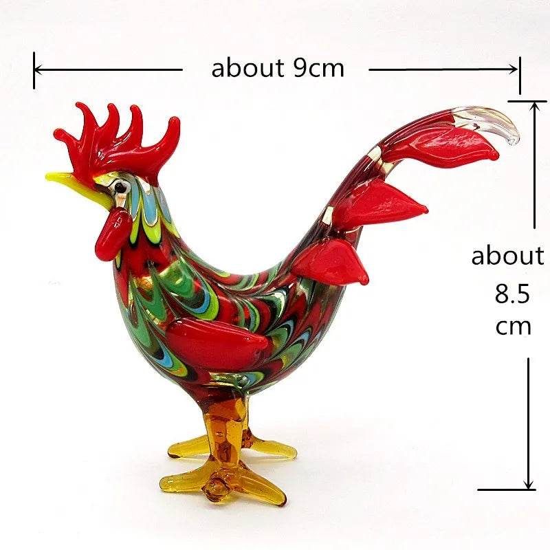 Folk Art Rooster Figurine- Murano-Style Glass - Shop Jobie