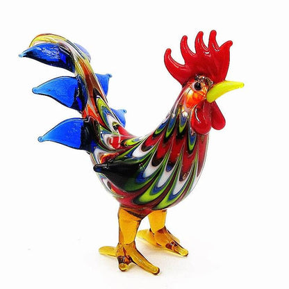 Folk Art Rooster Figurine- Murano-Style Glass - Shop Jobie